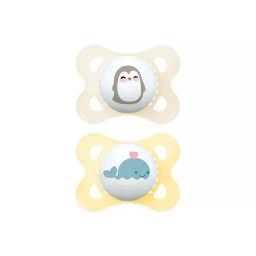 2 Sucettes Original 2-6 mois Saumon & Jaune MAM