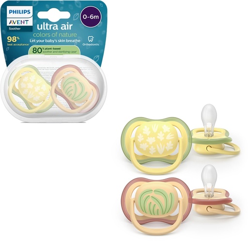 [SCF087/08] 2 Sucette ultra air 0-6 mois colors of nature Avent